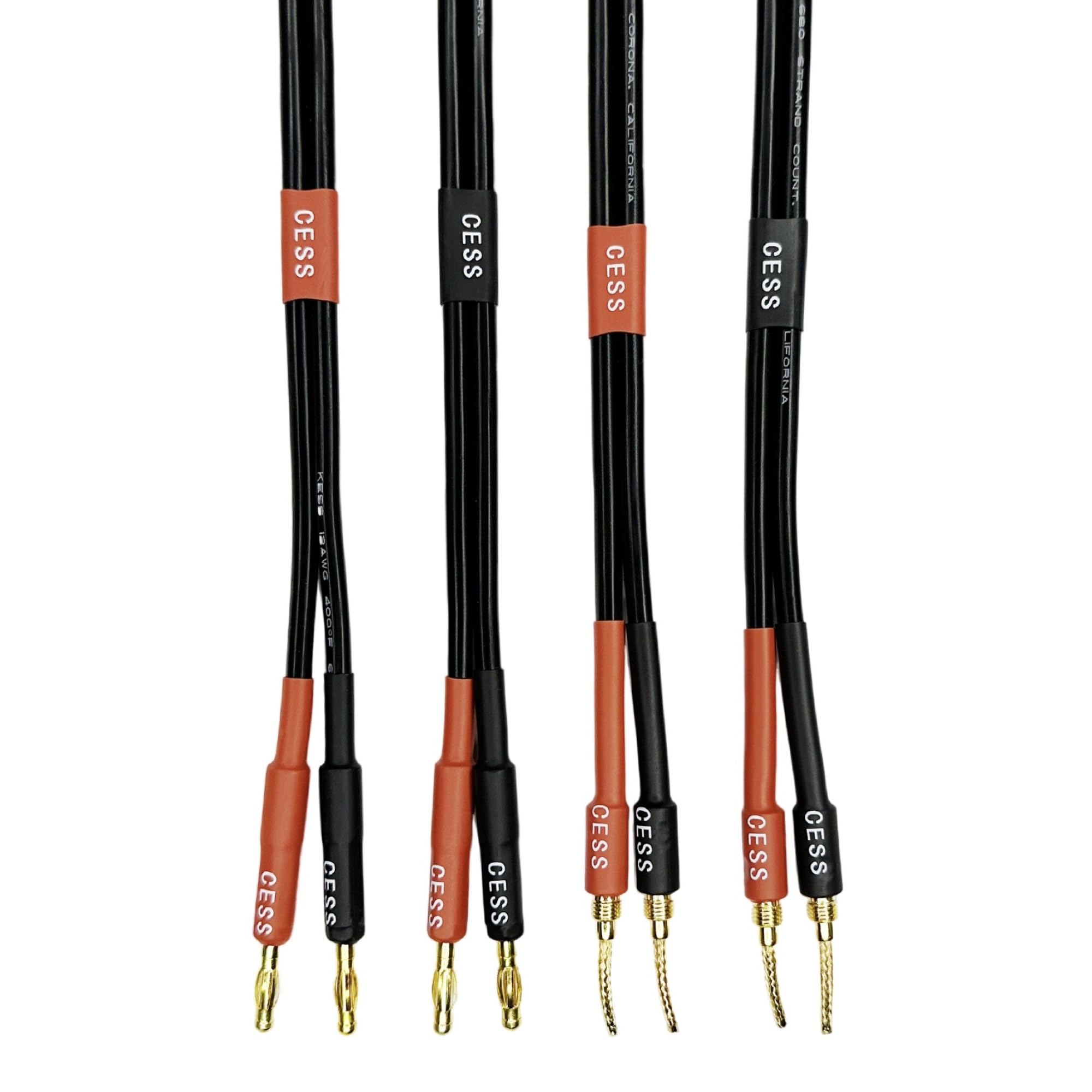 Premium 12 Gauge 680 Strand Super Soft Silicone Speaker Wire - 6 Feet Braided Banana Plug Cable (CESS-277-6f) with Spring Clips for Banana to 4mm Standard Plug | Perfect for Home Audio Systems, Studio Equipment & DIY Speaker Projects