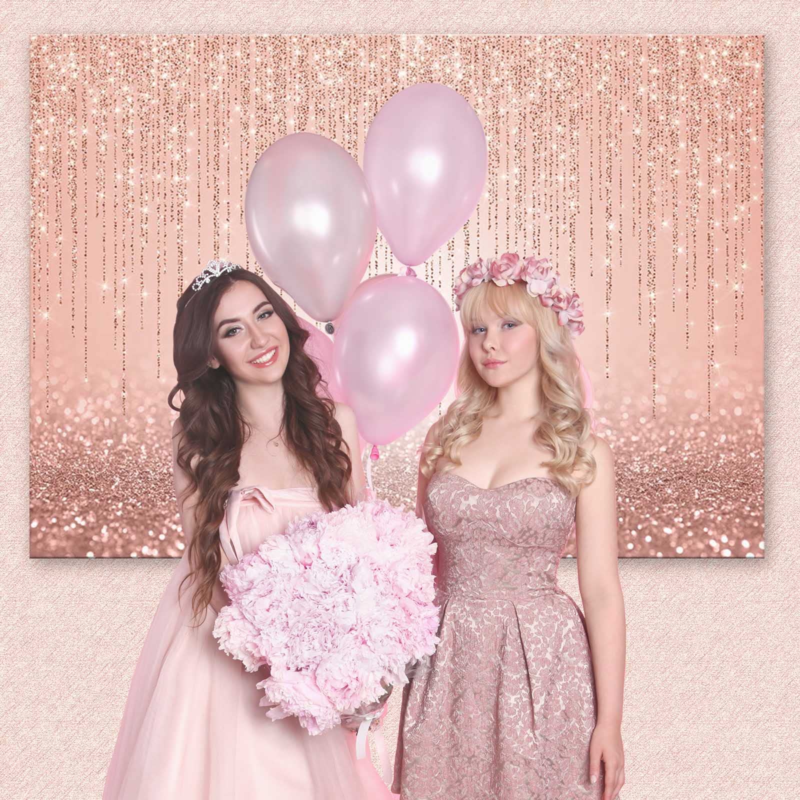 Rose Gold Glitter Backdrop - Sweet Pink Birthday Party Background for Women, Girls, Baby Showers & Kids Portraits | Avezano Photo Props | Perfect for Birthday Parties, Baby Showers, Bridal Showers & Photo Booths