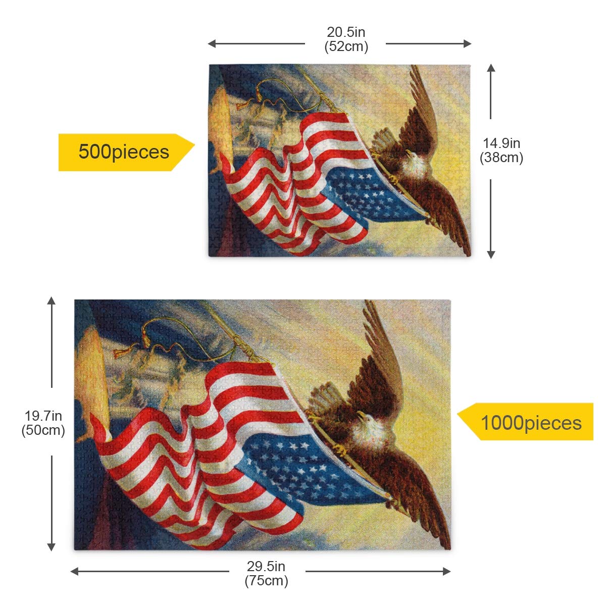 ALAZA 500-Piece Jigsaw Puzzle for Adults - American Flag & Bald Eagle Design - Buffalo Games - Perfect for Home Decor, Family Game Night & Stress Relief