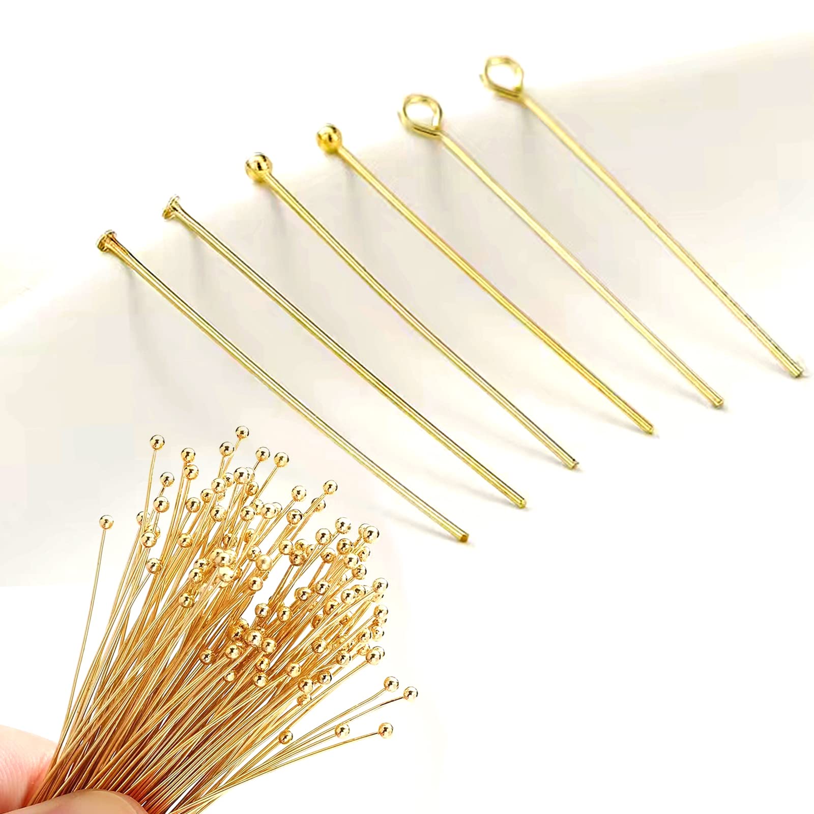 600 Pcs Gold Head Pins for Jewelry Making - 50mm Craft Pins for Earrings, Bracelets & DIY Jewelry Supplies - Perfect for Beading, Wire Wrapping & Handmade Jewelry Designs