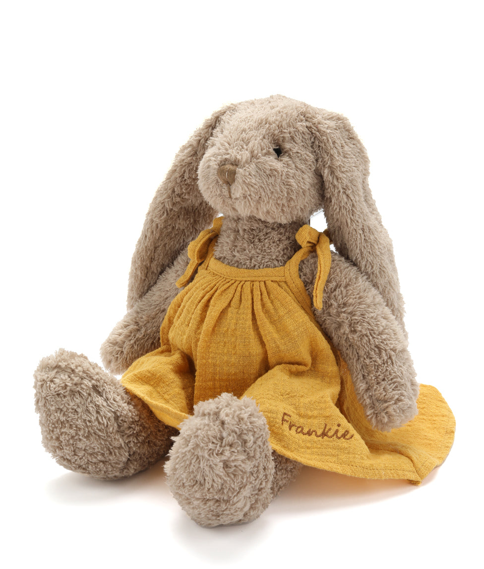 Personalized Mrs Honey Bunny Mustard Plush Toy - Custom Name Gift for Kids, Easter Basket Stuffer, Baby Shower Present, Nursery Decor