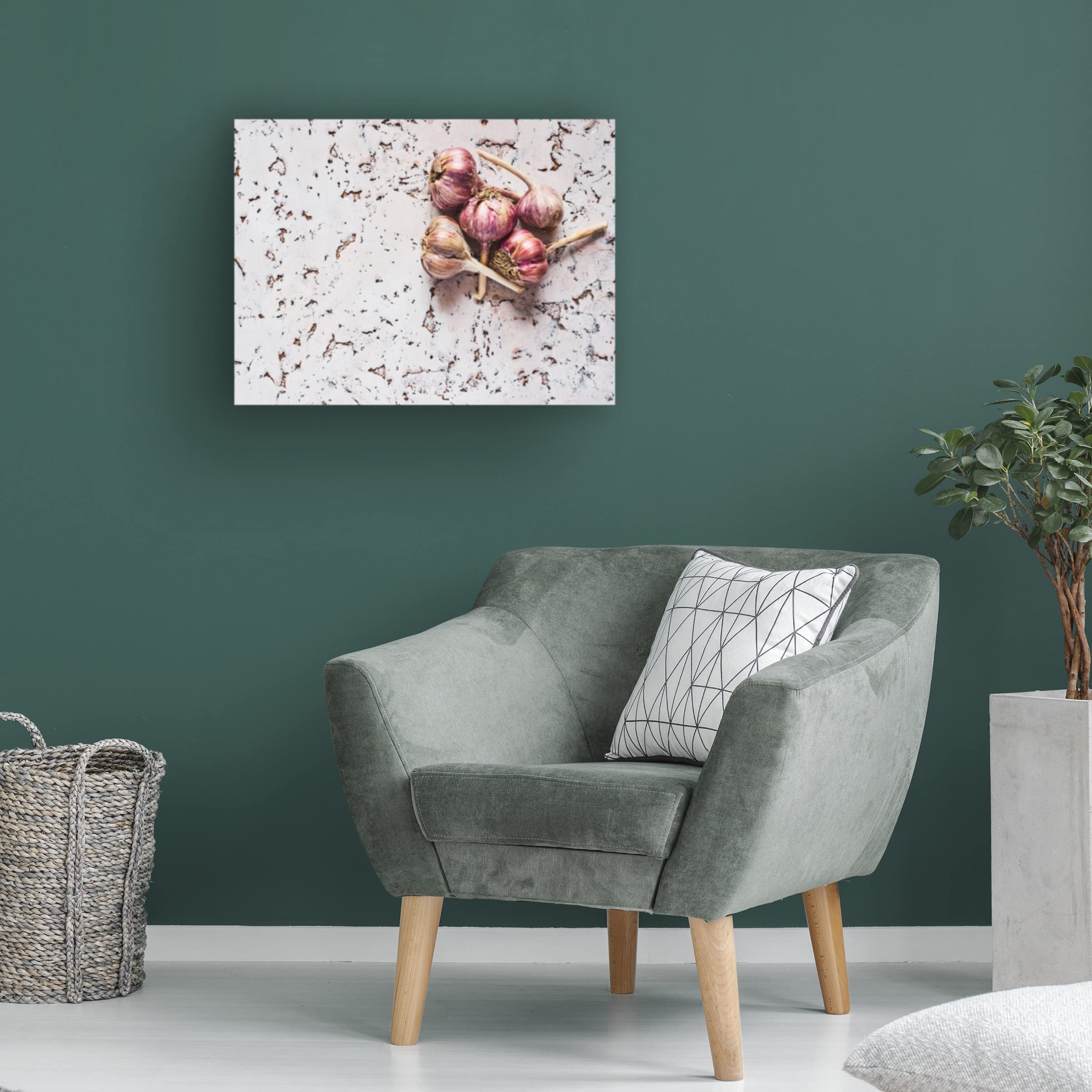 Healthy Garlic Canvas Art Print by Aleksandrova Karina - Modern Kitchen Wall Decor for Home & Restaurant - Perfect for Farmhouse, Italian & Mediterranean Style Dining Rooms