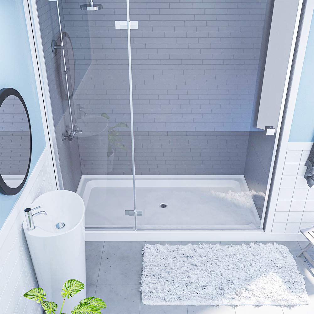 Westbrass SP3636WB-07 36x36 Inch 3-Wall Shower Pan with Solid Brass Center Drain & 4.25