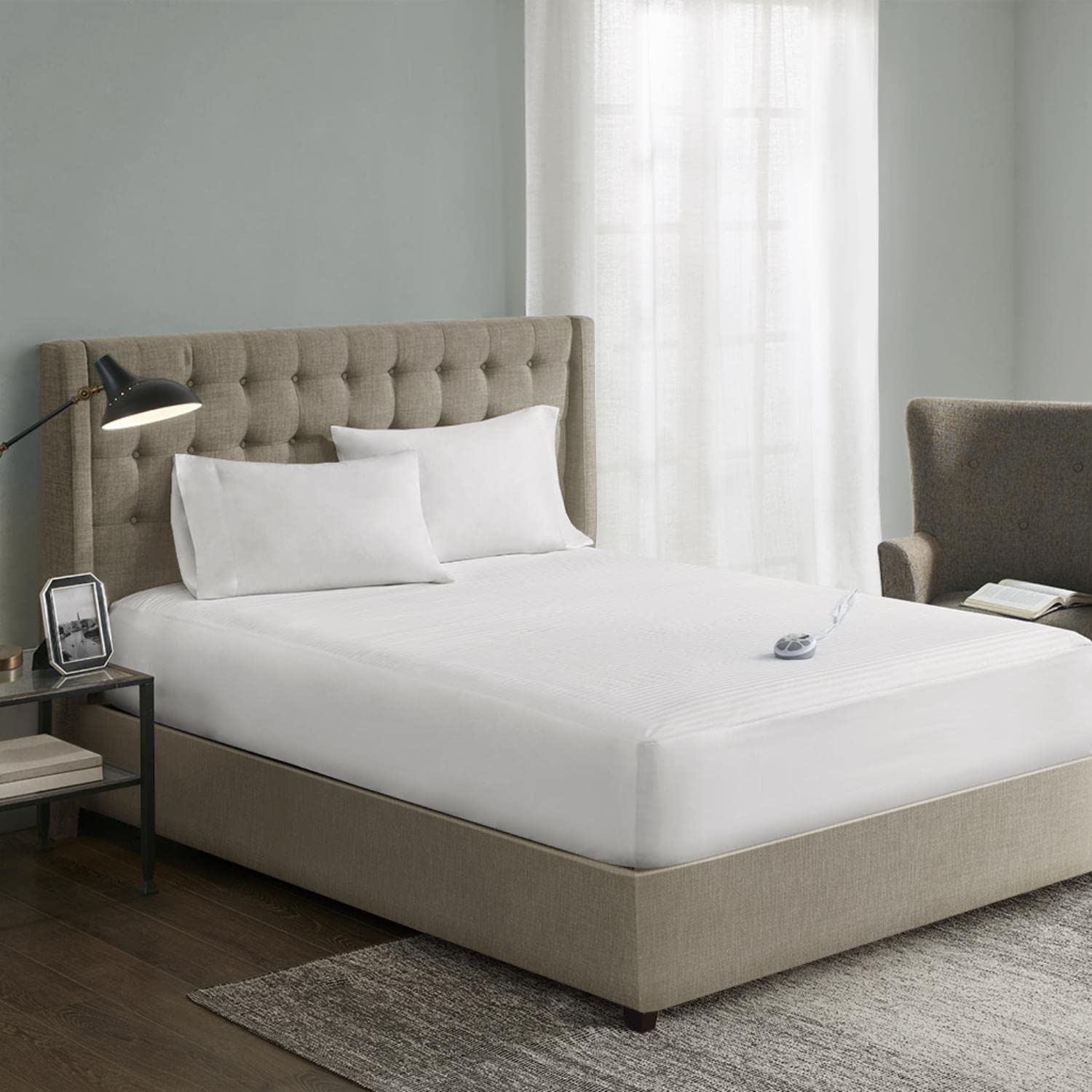 Serta Waterproof Heated Mattress Pad - Queen Size, Polyester & Cotton Blend, Dual Control, 10 Heat Settings (Model ST55-0118) - Perfect for Winter Warmth & Pain Relief in Bedrooms