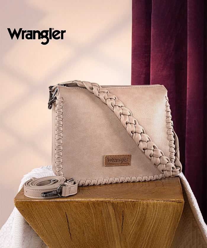 Wrangler Braided Crossbody Bag for Women - Stylish Leather Shoulder Purse with Adjustable Strap, Perfect for Travel, Shopping & Everyday Use