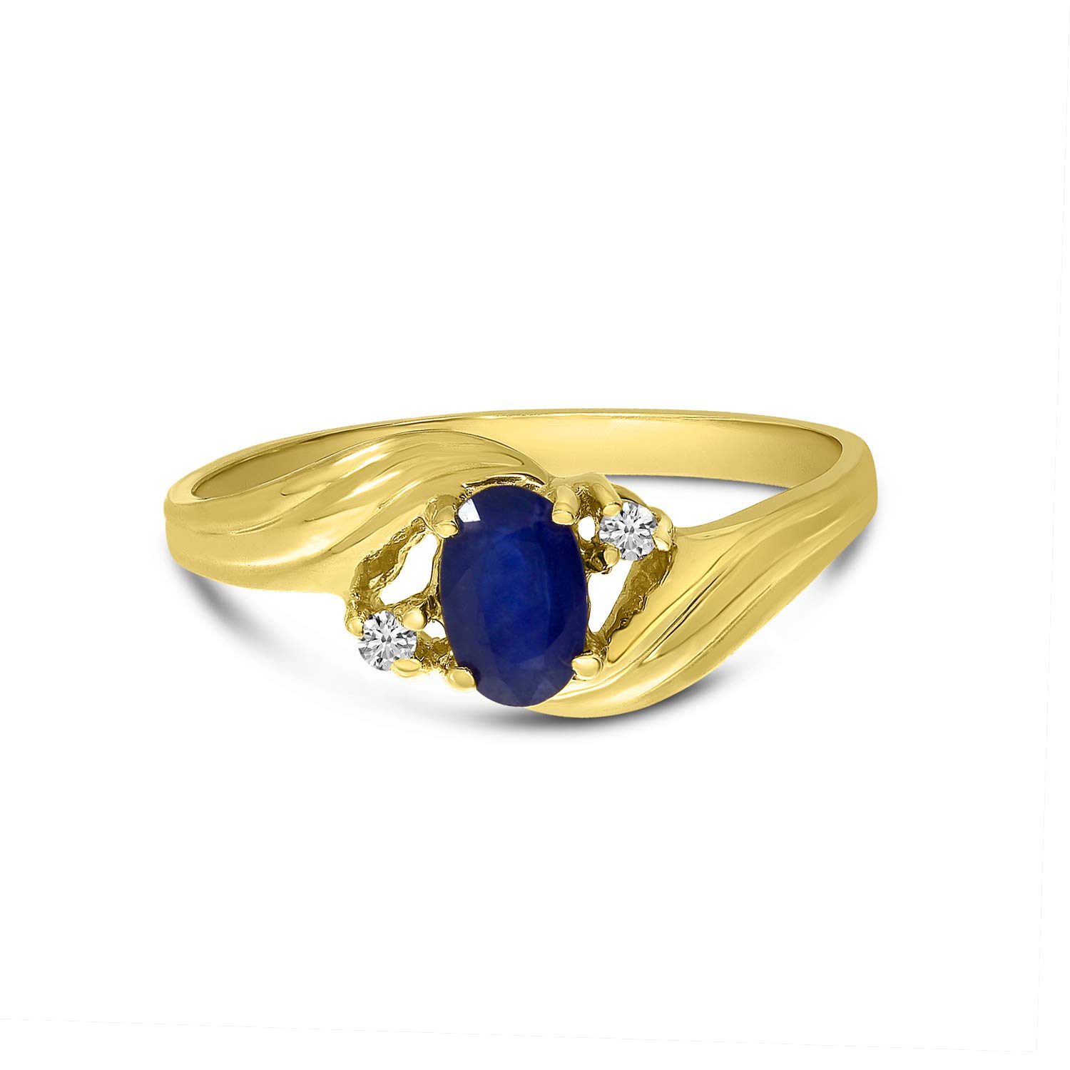 14K Yellow Gold Sapphire and Diamond Ring for Women - Elegant Engagement, Wedding, or Anniversary Jewelry Gift