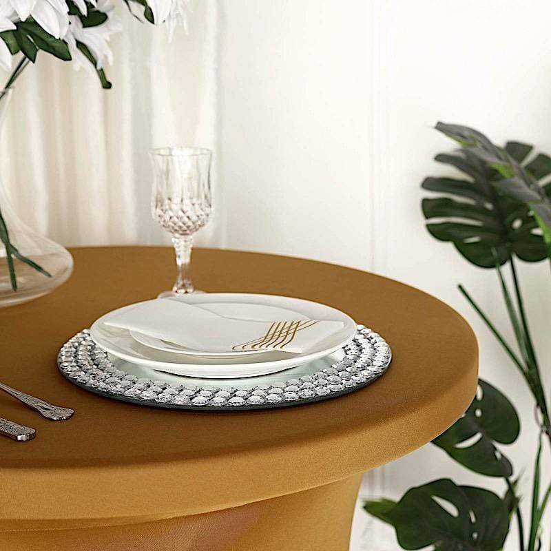 Natural Wavy Spandex Cocktail Table Cover - Stretchable Tablecloth for Party Decor, Wedding Reception & Home Dining
