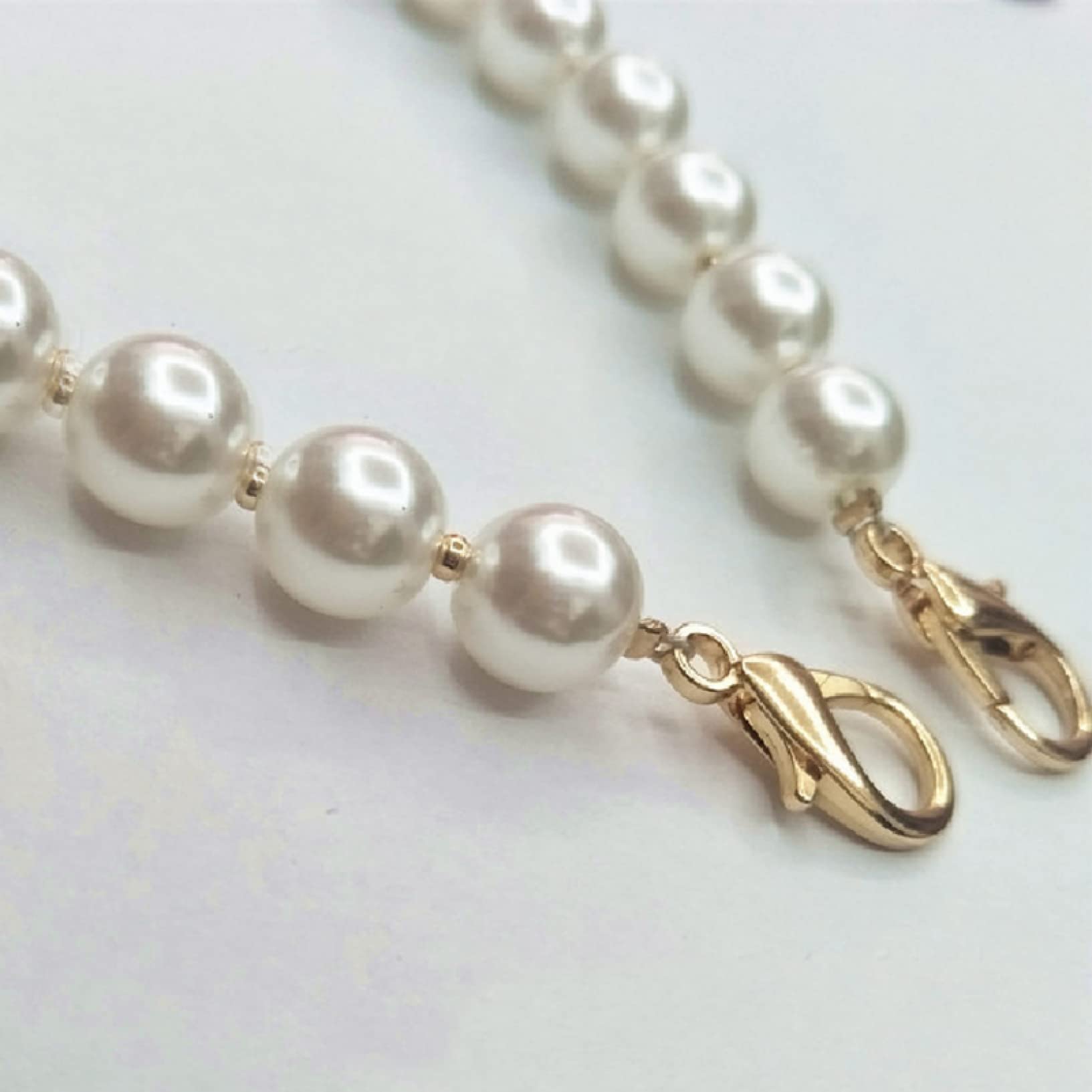Elegant Imitation White Pearl Handbag Strap - Adjustable Shoulder Chain for Women's Beaded Bags | DIY Replacement Belt & Purse Handle | Perfect for Evening Parties, Weddings & Special Occasions
