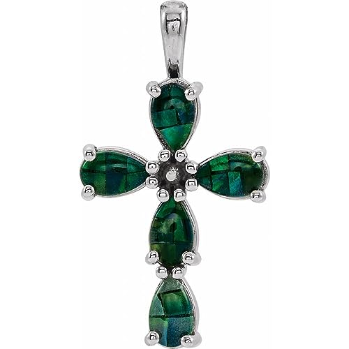 Lab-Created Mosaic Opal 5mm x 3mm 14k White Gold