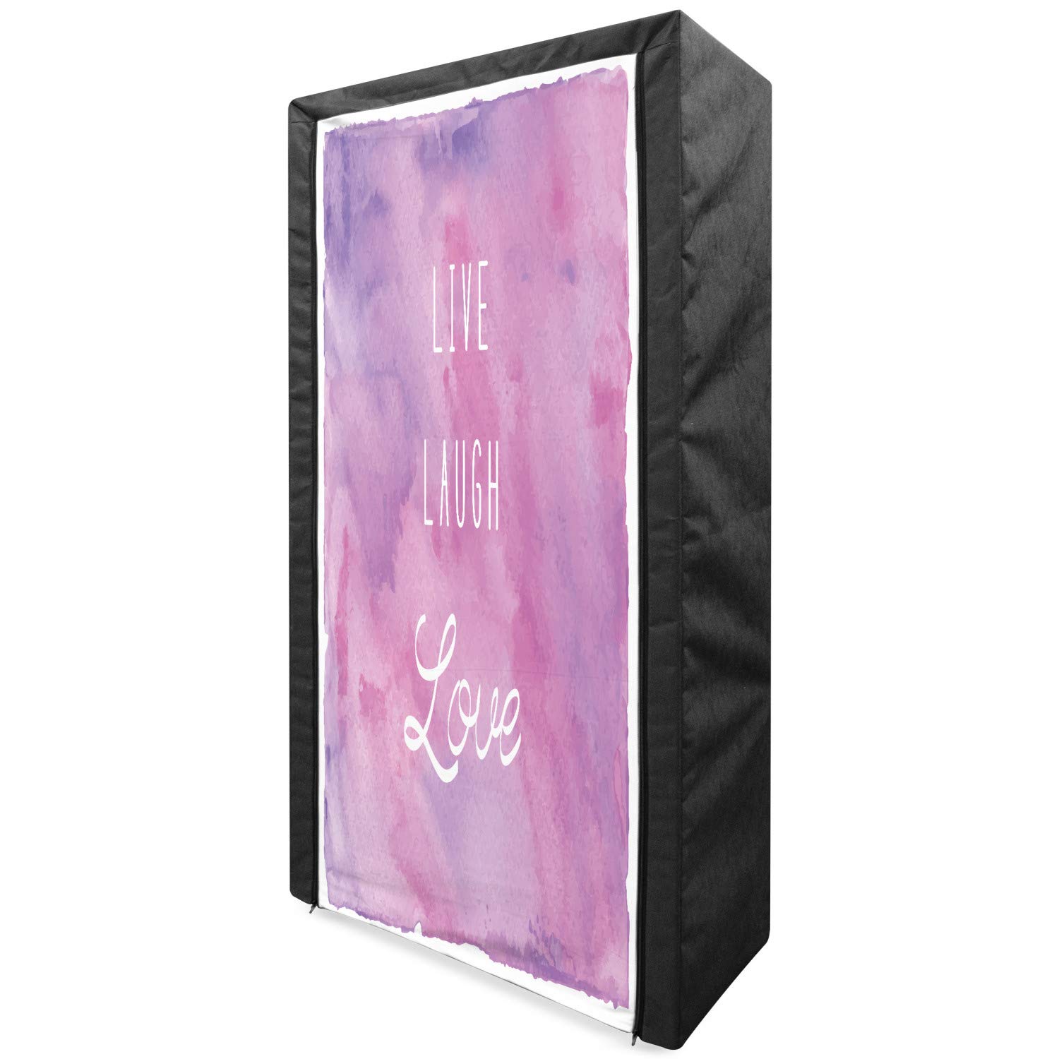 Ambesonne Portable Fabric Wardrobe - Dreamy Watercolor Brushstrokes with Positive Words, 33.5