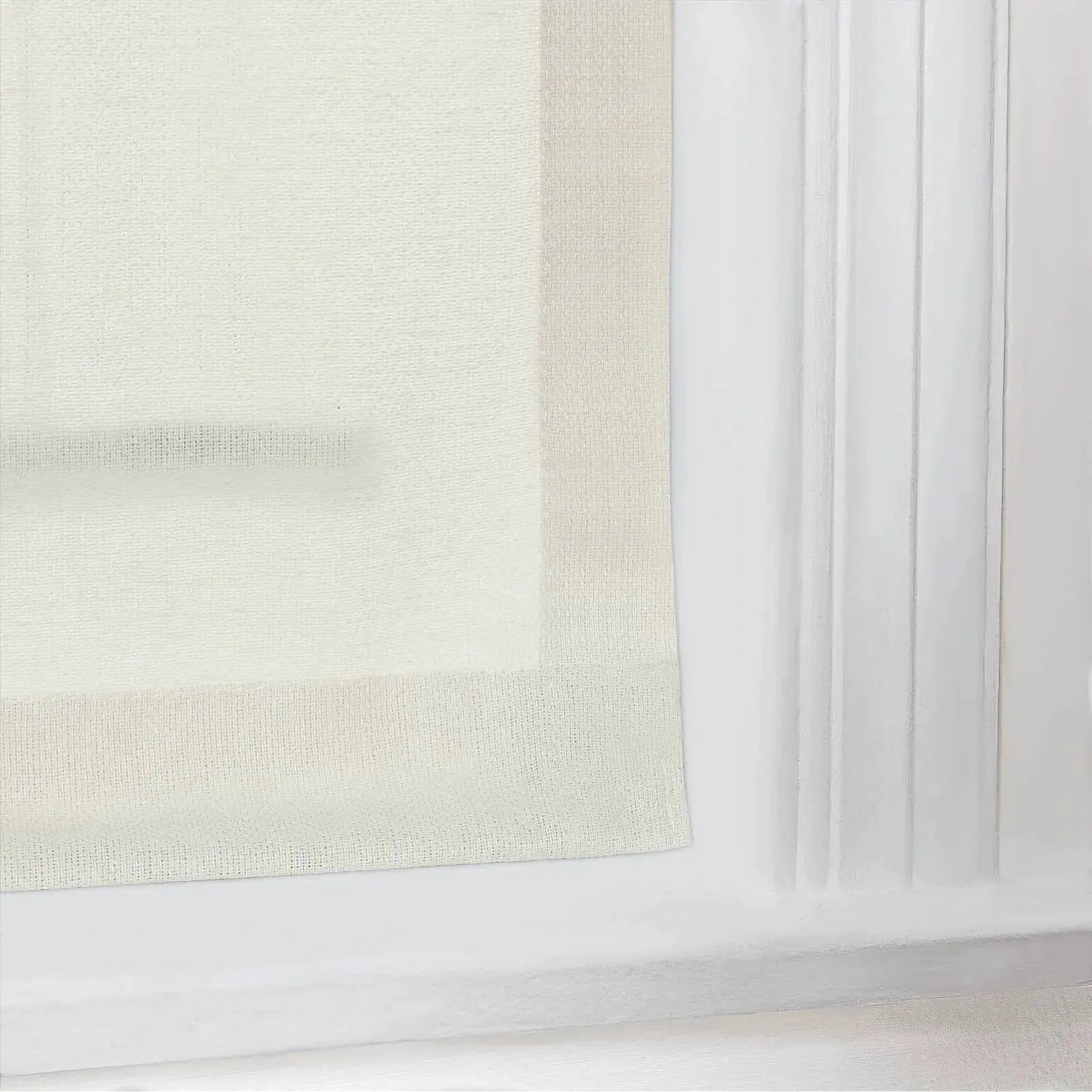 Ron Linen Cotton Herringbone Roman Shade - Cordless Window Treatment for Living Room, Bedroom & Office (Blackout/Sheer Options)