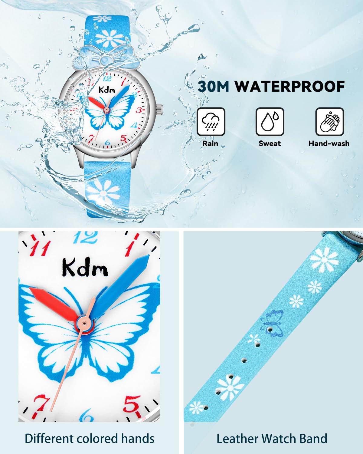 **CIVO Waterproof Kids Watches for Girls & Boys Ages 5-7 - Analog Quartz Learning Time Watch with Luminous Hands & Leather Strap - Perfect for School, Playtime & Outdoor Activities**