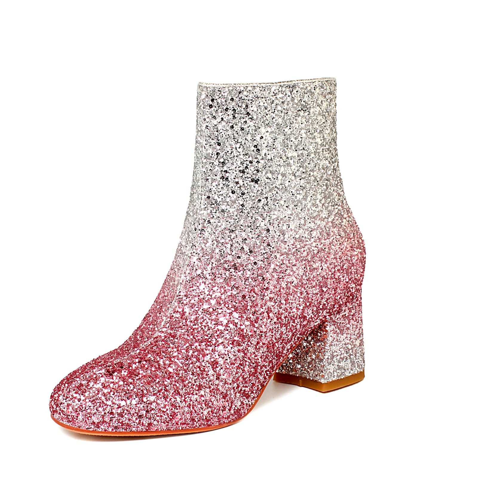 MAVMAX Women's Sequin Glitter Ankle Boots - Chunky Heel Sparkly Booties for Party, Night Out & Holiday Events | Comfortable & Stylish Dress Shoes