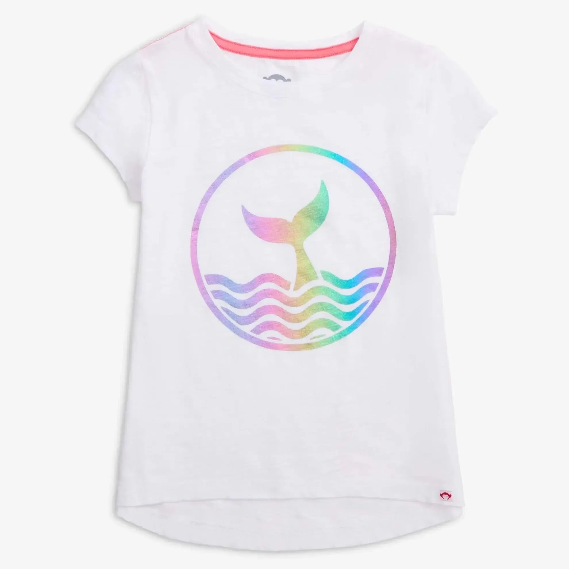 Appaman Kids Short Sleeve Cotton T-Shirt with Rainbow Mermaid Tail Print - Soft Comfortable Casual Top for Girls (Perfect for Playdates, Beach Days & Summer Outfits)