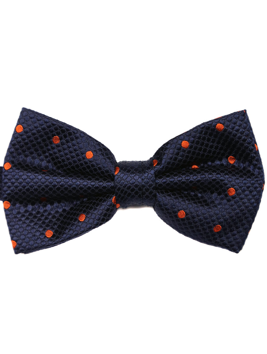 DÉCLIC Classic Spot Bow Tie for Men - Navy & Orange Striped Pattern - Perfect for Weddings, Parties & Formal Events