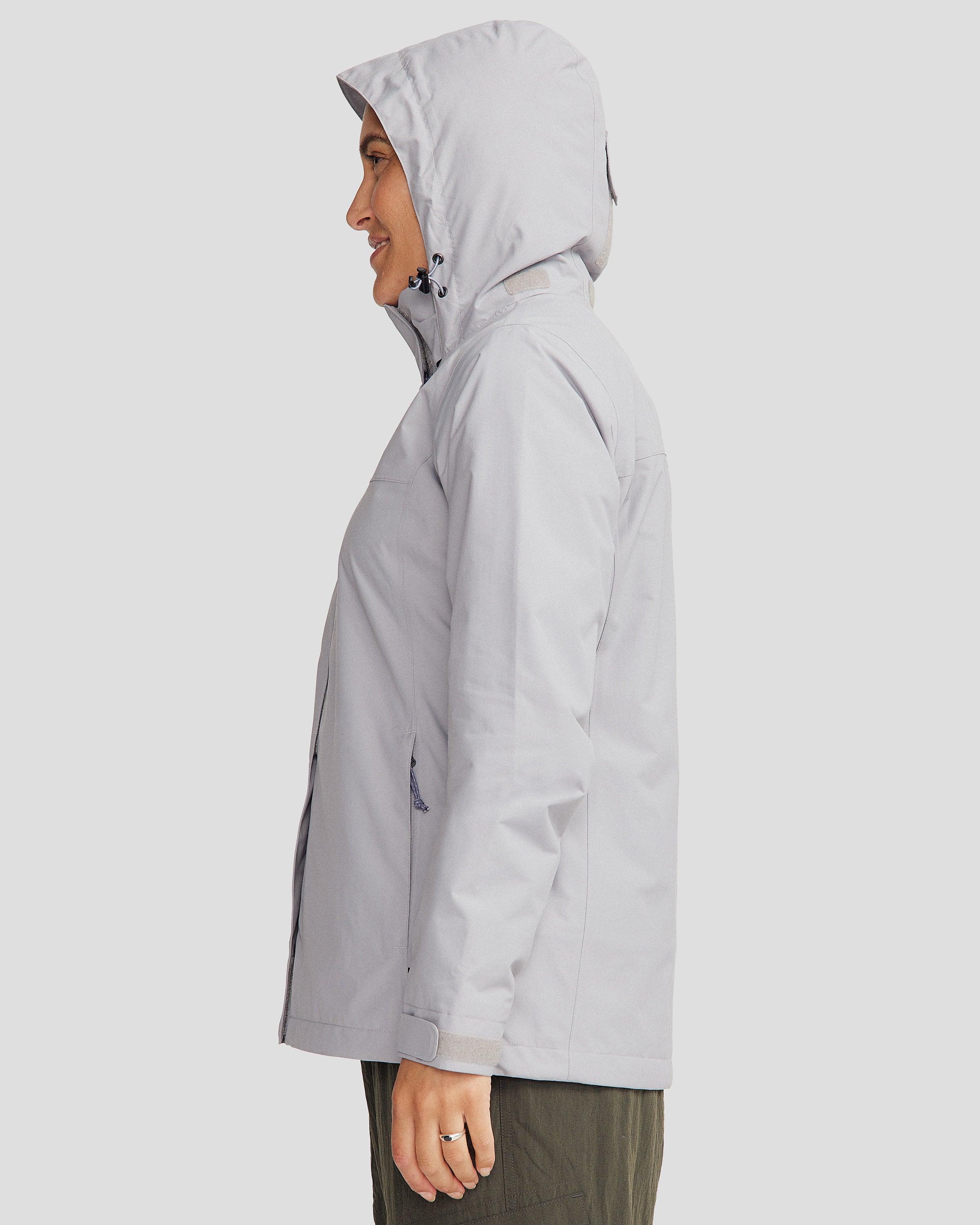 Andulo Women's Waterproof Rain Jacket v3 - Lightweight Windbreaker with Hood for Outdoor Hiking, Travel & Commuting - Light Haze