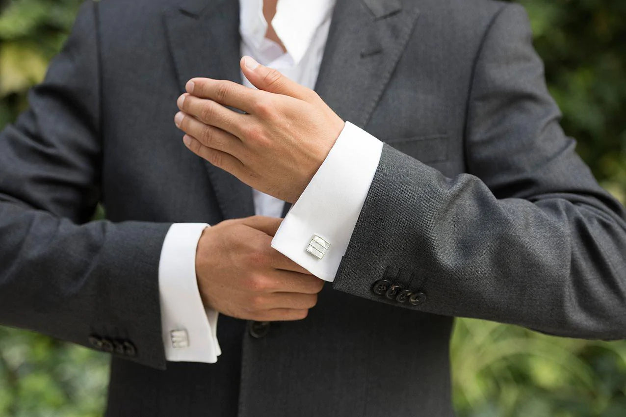 Elegant Rhodium-Plated Mother of Pearl Cufflinks for Men - Perfect Wedding Gift for Groom, Best Man, Usher & Father of the Bride | Formal Occasions, Business Meetings & Special Events