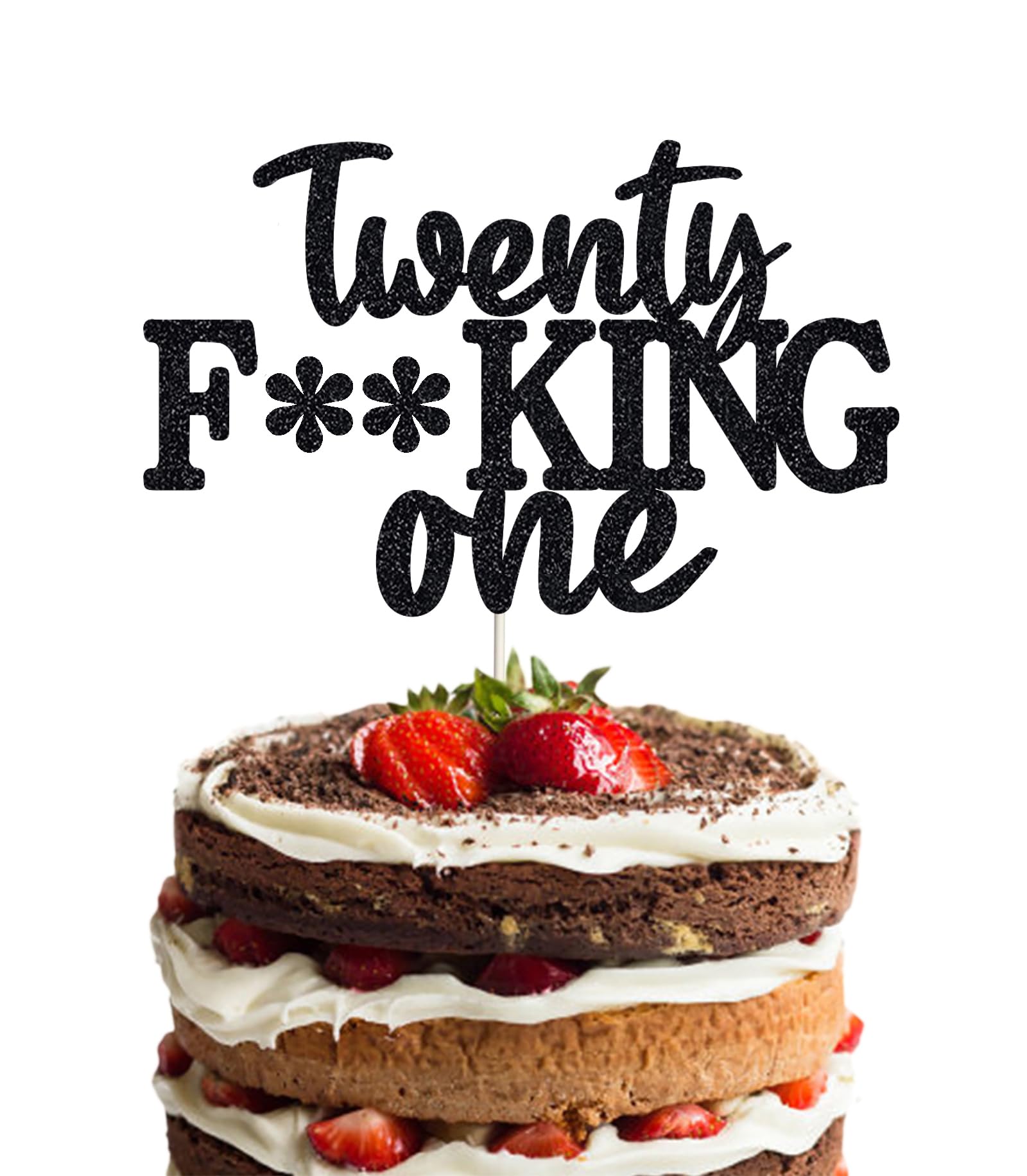 21st Birthday Cake Topper - Black Glitter Funny Cake Decorations for Men & Women | Perfect for 21st Birthday Parties, Celebrations & Milestone Decor