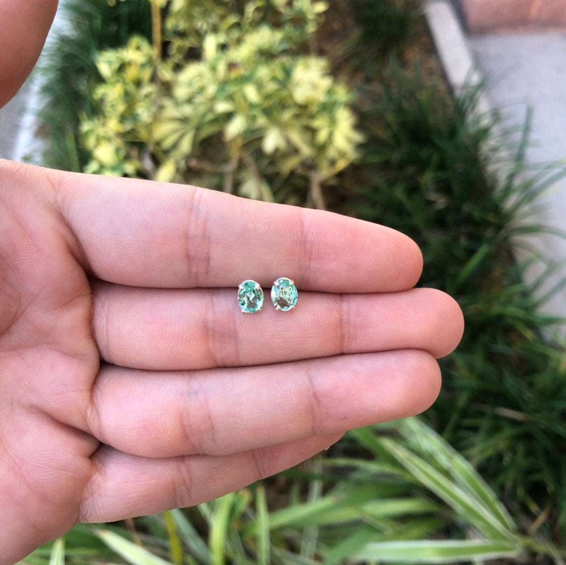 1.0tcw Oval Martini Emerald Stud Earrings in .925 Sterling Silver - Elegant Jewelry for Women, Perfect for Parties, Weddings & Everyday Wear