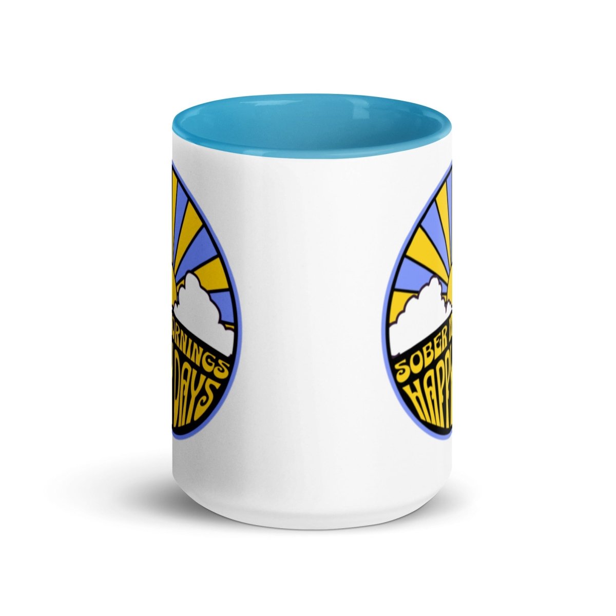 Vibrant Color Inside Ceramic Mug - Sober Mornings Happy Days Collection - Perfect for Coffee, Tea & Office Use
