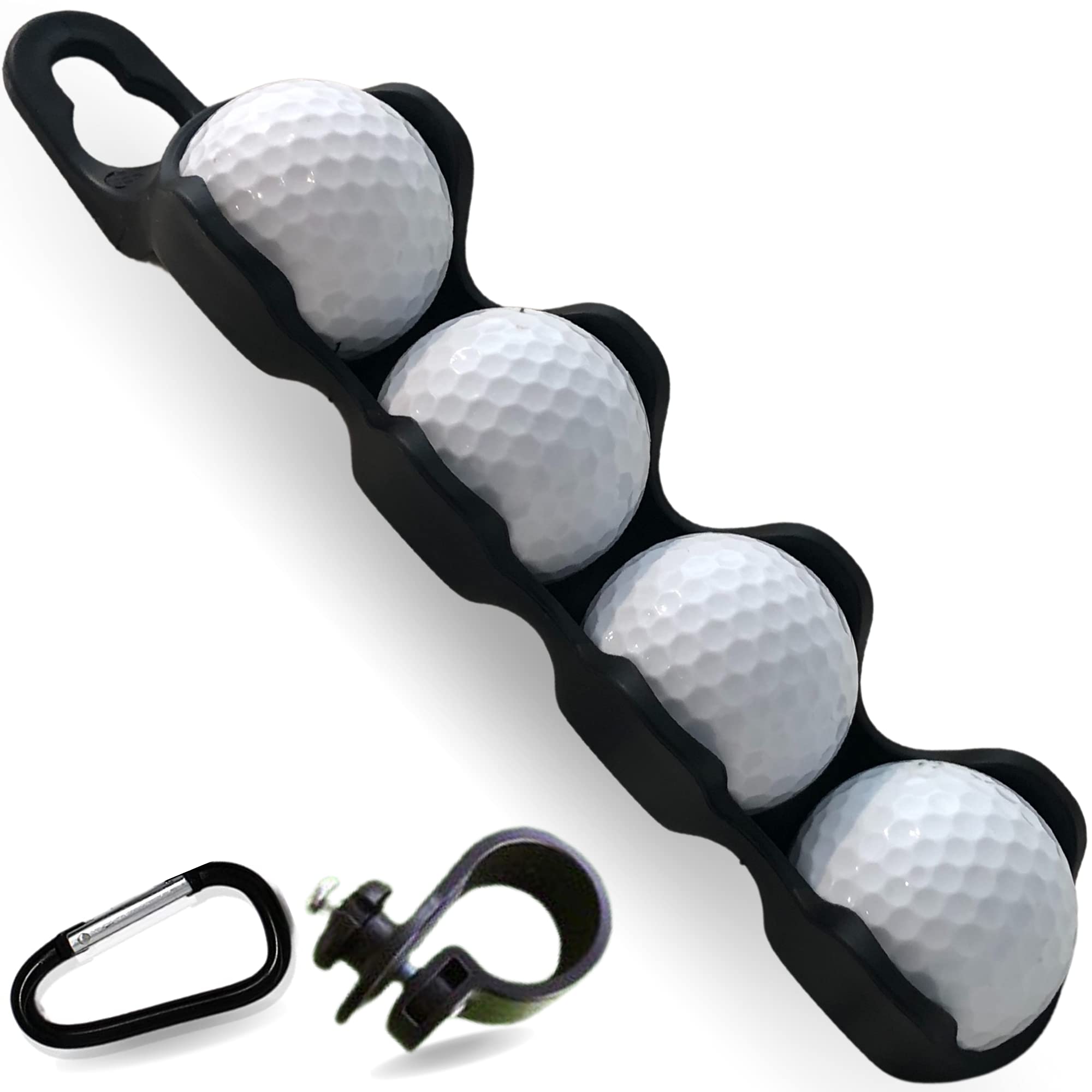 Premium Golf Ball Holder - 4 Ball Capacity, Durable & Easy Clip-On Design for Golf Bags & Carts | Perfect Golf Accessories Gift for Men & Women | Ideal for Driving Range, Course Play & Tournament Practice