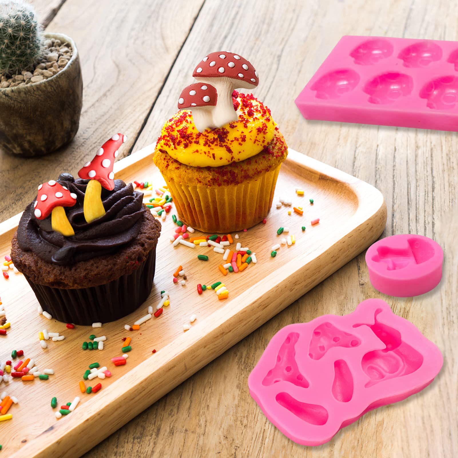 Premium Silicone Mushroom & Snail Chocolate Molds - Cute Baking Tools for Cupcake Toppers, Fondant Decorations, DIY Candy Making - Perfect for Birthday Cakes, Party Desserts & Holiday Treats