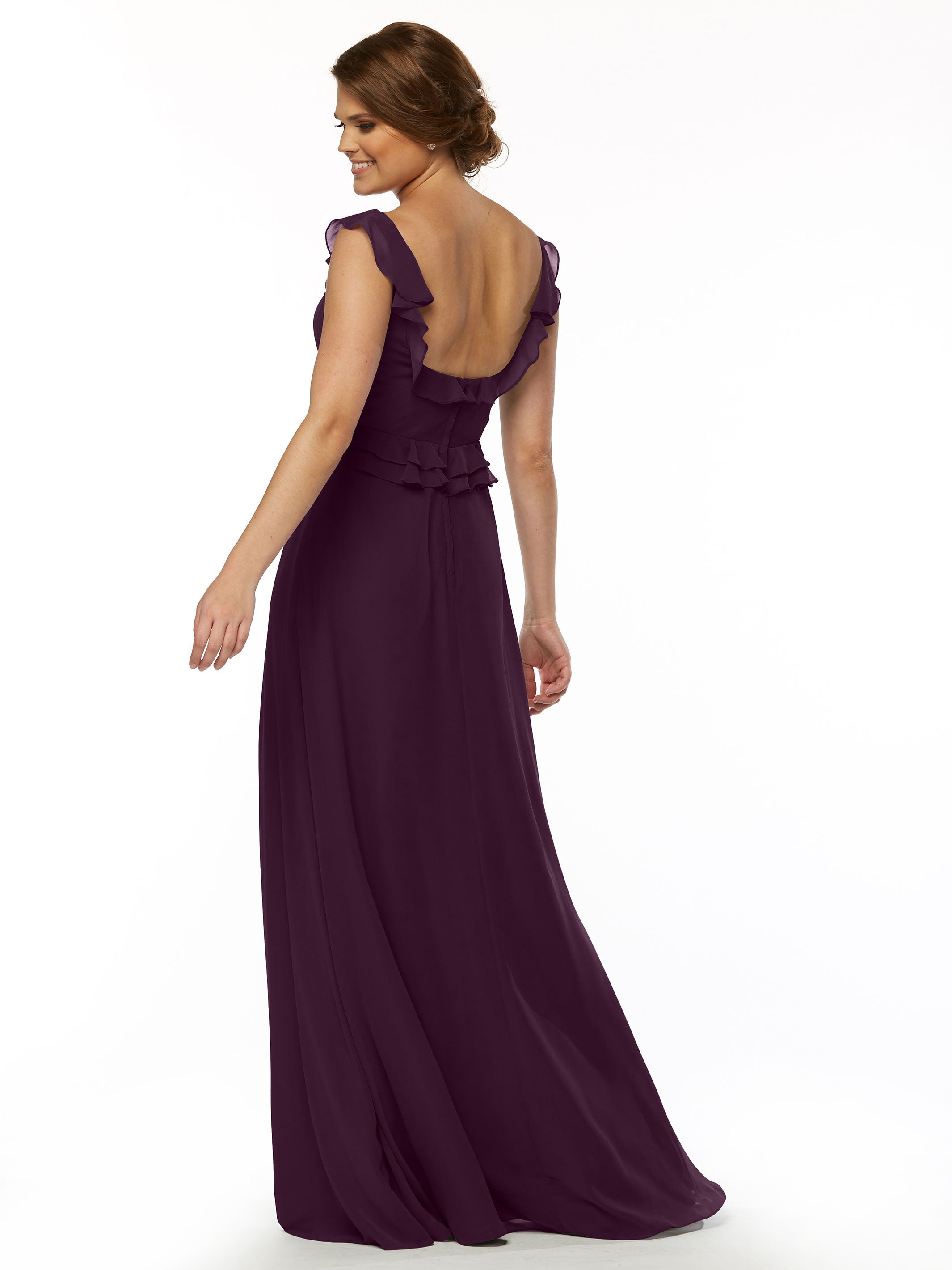 Elegant 80173 Chiffon Off-The-Shoulder A-Line Bridesmaid Dress with Ruffled Bodice - Perfect for Weddings, Formal Events & Special Occasions
