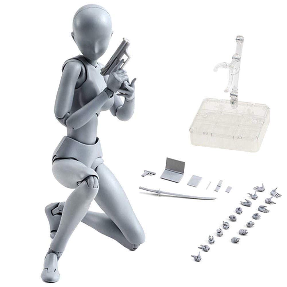 Body Kun & Body Chan Male & Female Action Figure Set - Artist Drawing Mannequin for Sketching, Painting & Figure Study | Perfect for Art Class, Studio Practice & Animation Reference (Gray DX Version)