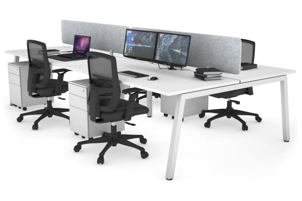 Quadro 4-Person Office Workstation Desk - 1200L x 800W with Cable Management Scallop - Perfect for Collaborative Workspaces, Team Meetings & Open Office Environments