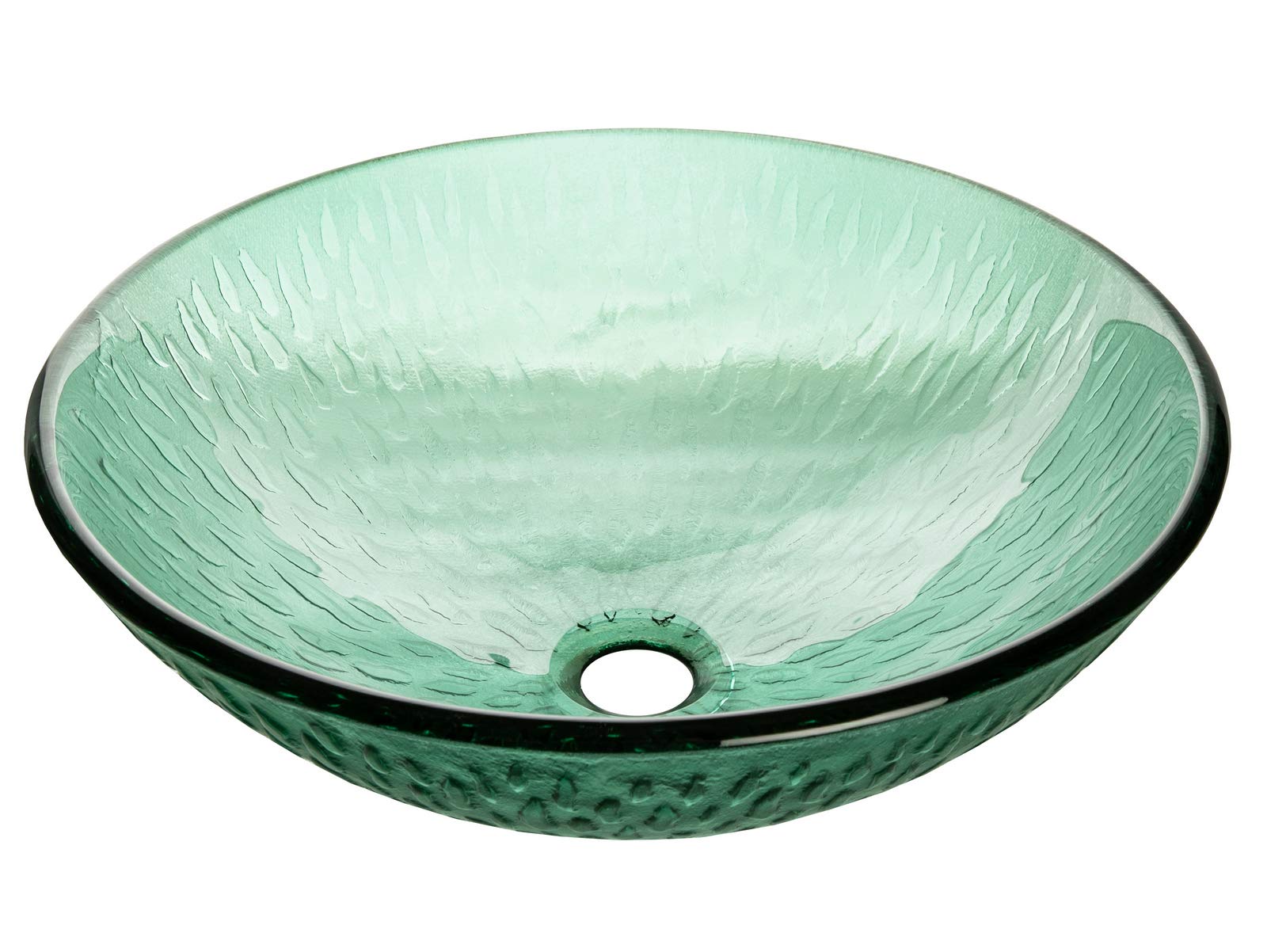 Round Glass Vessel Sink for Bathroom - Modern Green Drops Design, Above Counter Basin for Vanity, Perfect for Contemporary Home Decor & Spa Style Bathrooms