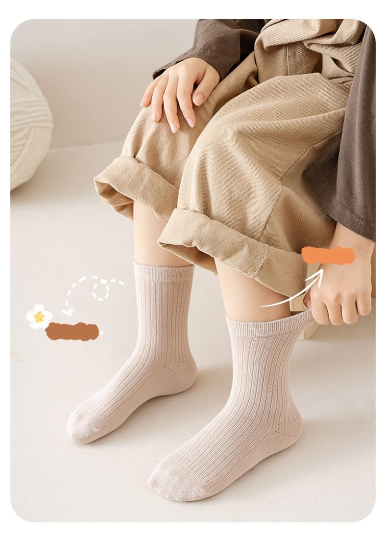 QandSweet Boys Cotton Crew Socks - Striped Casual Athletic Socks for Kids - Comfortable & Breathable for School, Sports & Everyday Wear