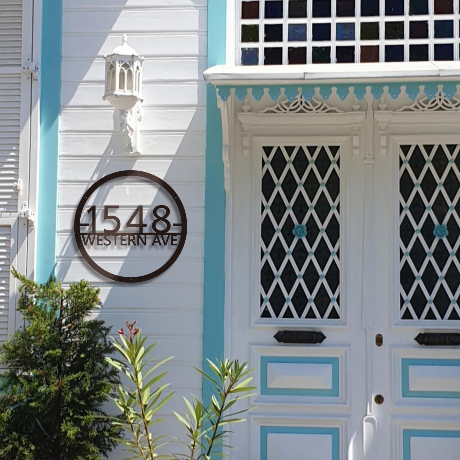 Custom Metal House Numbers for Outdoor - Personalized Modern Address Plaque Sign for Yard & Home - Durable Weatherproof House Numbering (Circle) - Perfect for Front Door, Mailbox & Driveway Visibility