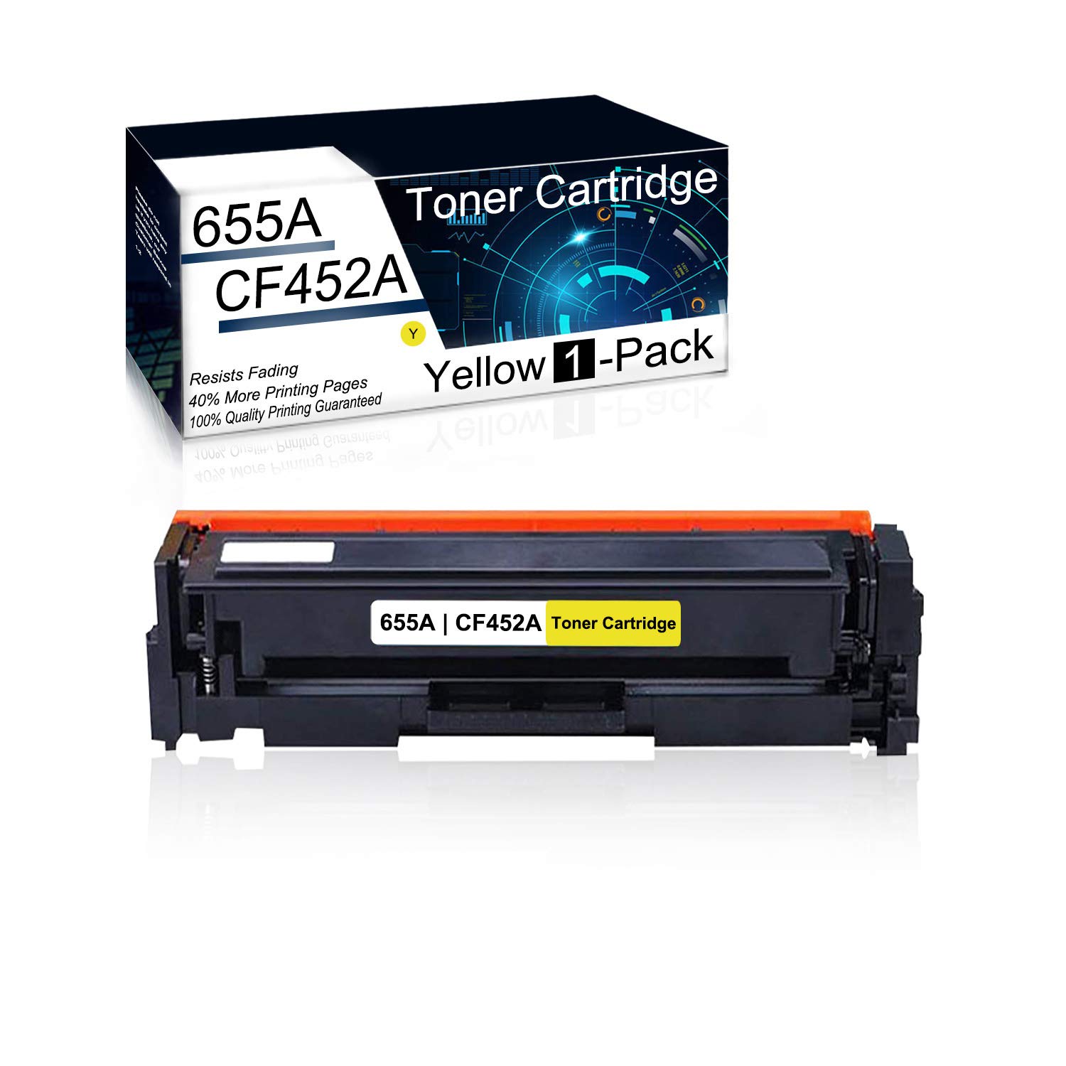 (1 Pack, Yellow) HP CF452A 655A Compatible Toner Cartridge for HP Color LaserJet Enterprise M652n M652dn M653dn M653x M653dh MFP M681dh M681f Flow MFP M682z Printers | High-Quality Replacement | Ideal for Office Printing, Business Documents & Color Reports