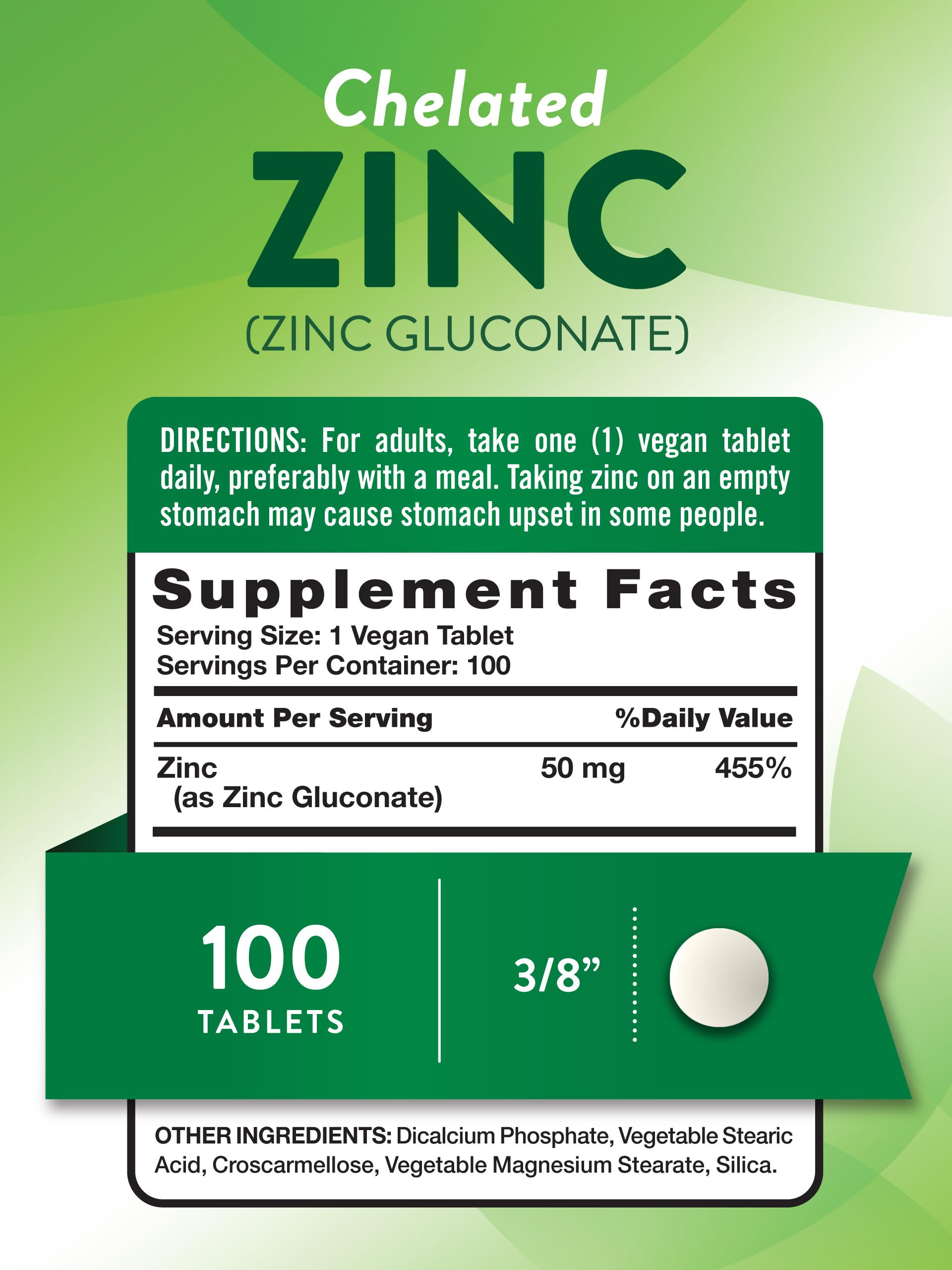 Nature's Truth Chelated Zinc 50mg | 100 Tablets | Essential Mineral Supplement for Immune Support & Wellness | Vegan, Non-GMO & Gluten Free | Zinc Gluconate Formula | Perfect for Daily Health Routine & Cold Season Protection