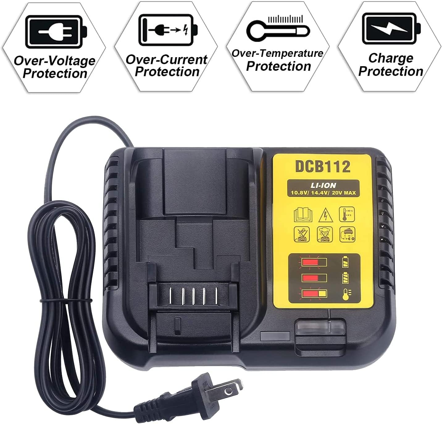 DCB112 Rapid Charger for DeWalt 12V-20V MAX Lithium Batteries | Fast Charging Power Tool Battery Pack | Ideal for Drills, Saws & Cordless Tools