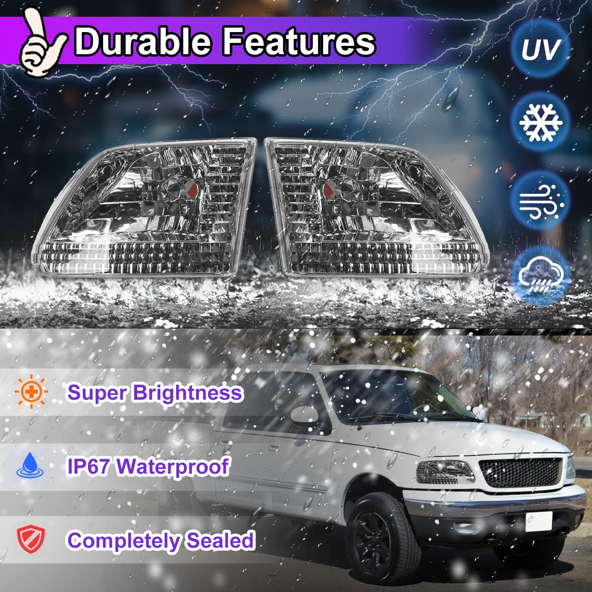 Nixon Offroad Headlights for Ford F150 F250 Expedition - High/Low Beam for Off-Roading & Night Driving