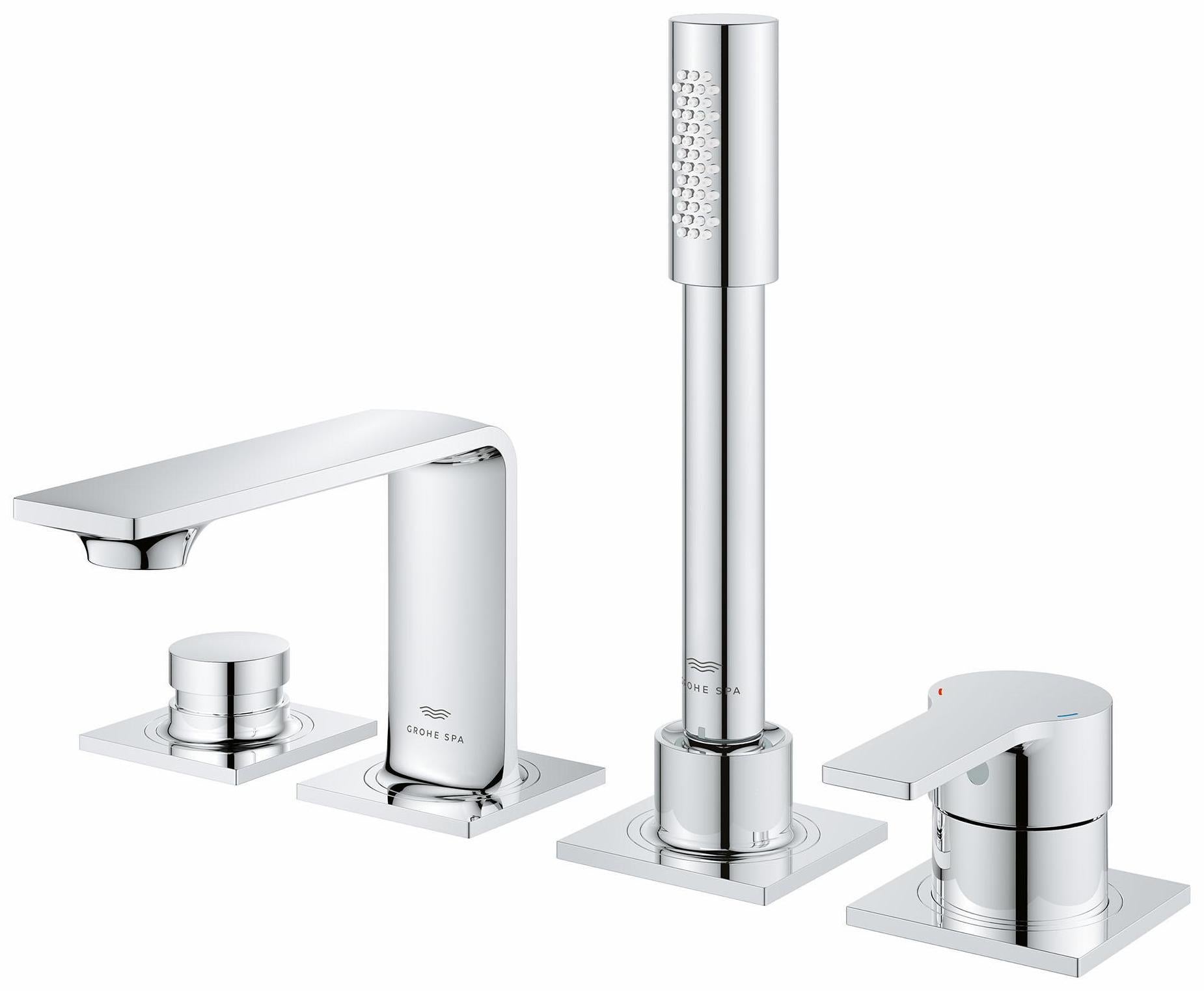 Grohe Allure 4-Hole Roman Tub Filler Trim with Hand Shower in Chrome (Model 19316001) - Luxury Bathroom Faucet for Spa-Like Experience