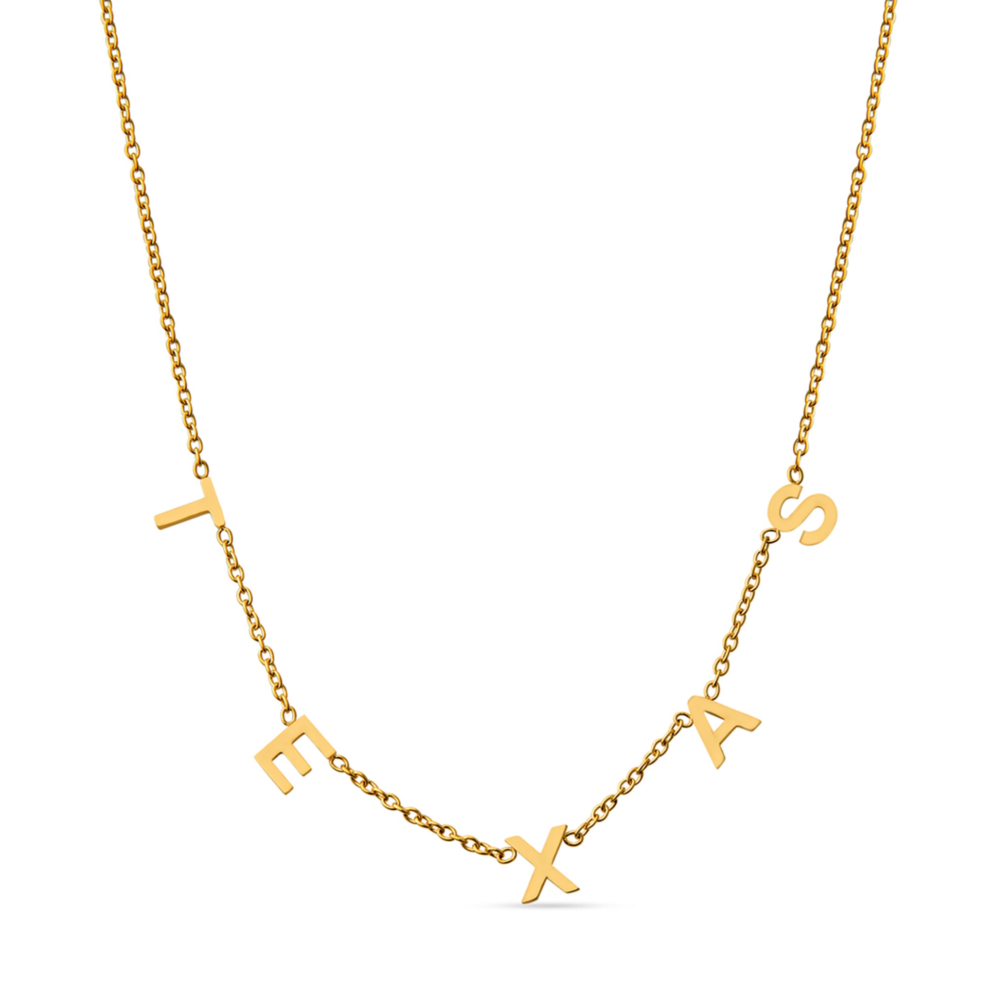 18K Gold Texas Letter Necklace - Personalized Initial Pendant for Women - Perfect for Gifts, Anniversaries, and Everyday Elegance