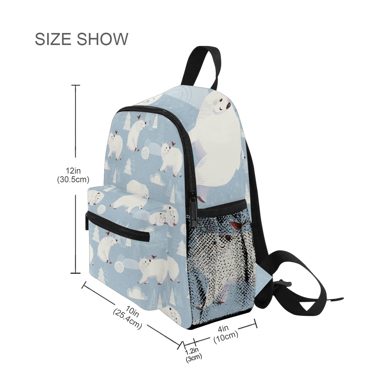 **JIPONI Polar Bear Kids Backpack for Toddlers - Cute Preschool Backpack for Boys & Girls with Adjustable Chest Strap & Pockets - Perfect for Daycare, Travel & School**