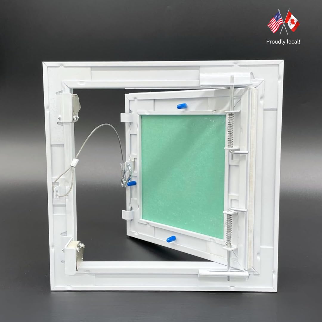 Byson 24x24 Inch Aluminum Access Panel for Drywall - Detachable Hinged Push Lock Door with White Powder Coated Frame - Perfect for Walls, Ceilings & HVAC Access in Homes & Offices