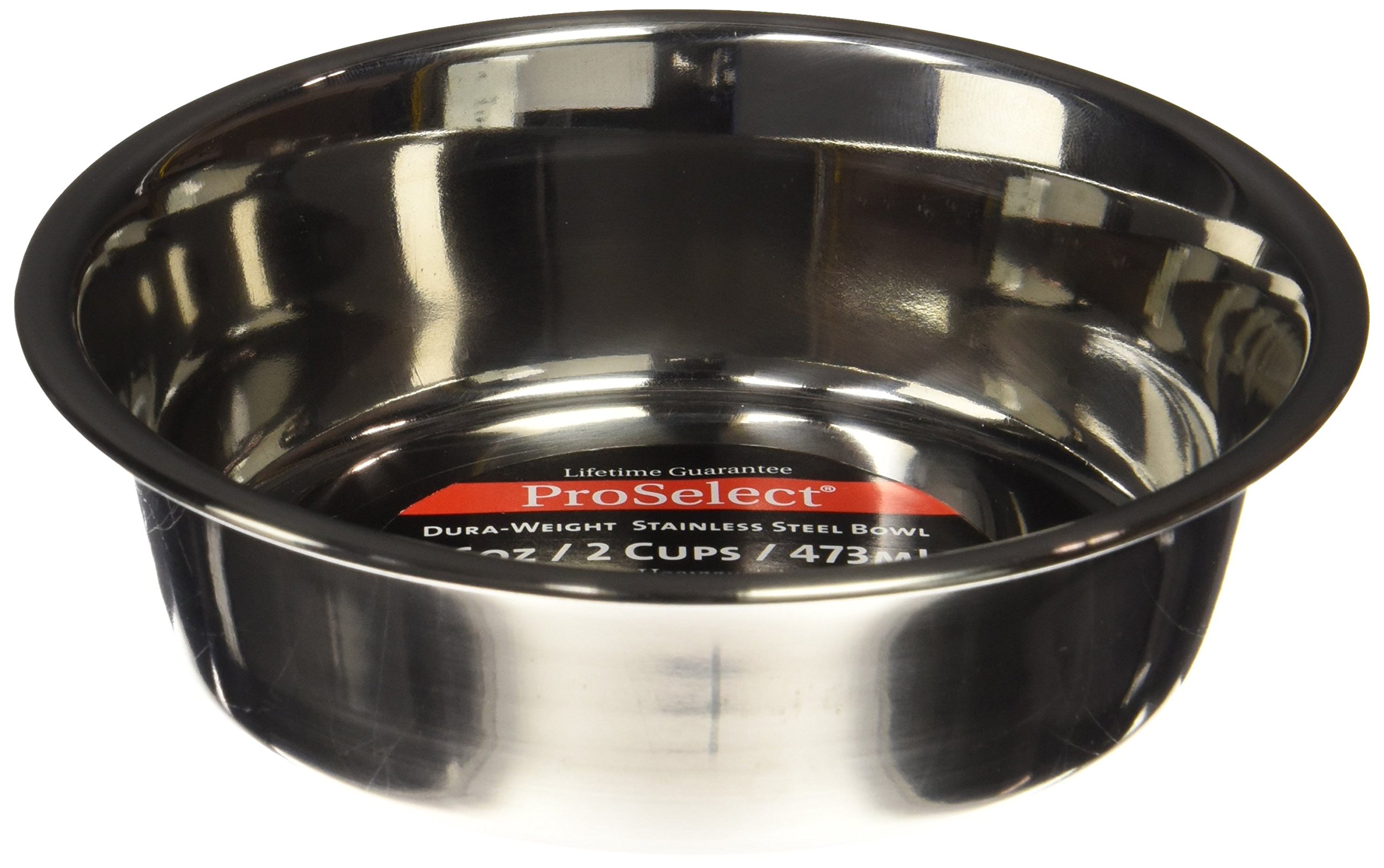 ProSelect Dura-Weight Stainless Steel Pet Bowls - 1-Pint Durable Dog & Cat Food Dishes for Wet/Dry Meals | Rust-Proof, Easy-Clean Design for Indoor/Outdoor Use