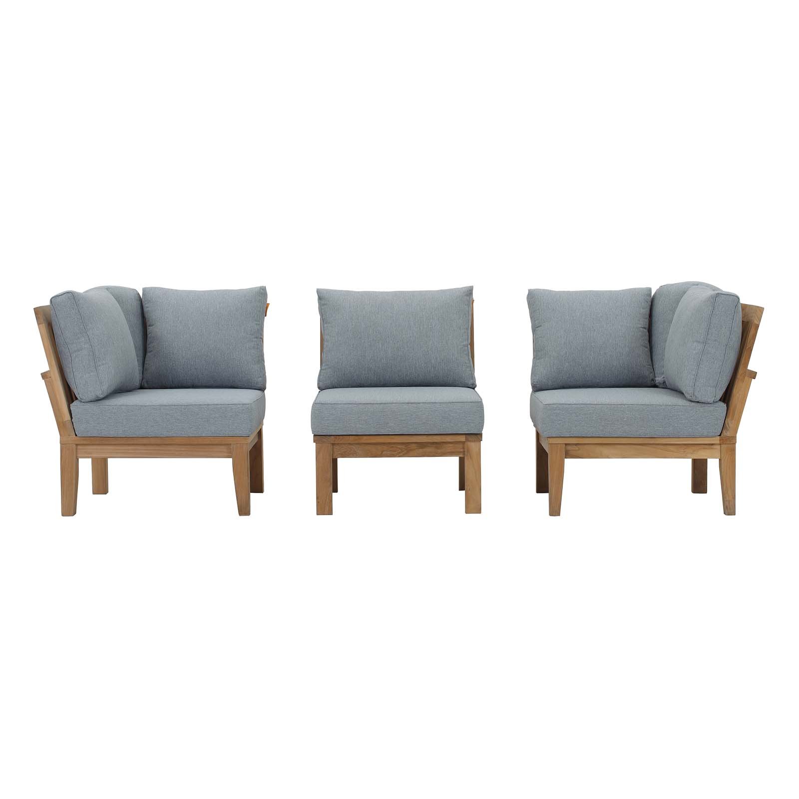 Modway EEI-1820-NAT-GRY-SET 3-Piece Premium Teak Wood Outdoor Patio Furniture Set - Natural Gray - Weather-Resistant Garden, Poolside & Backyard Dining Set for Patio, Deck & Outdoor Living Spaces