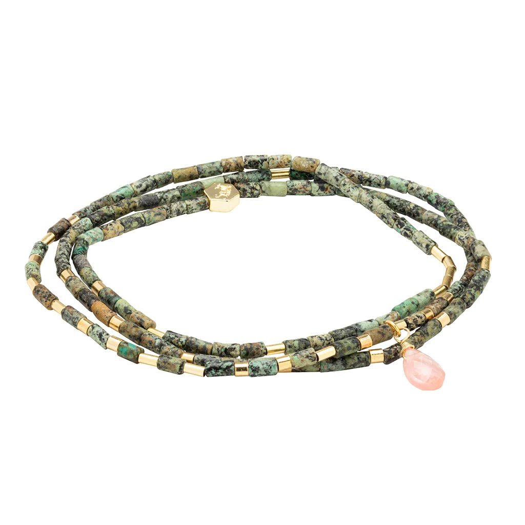 African Turquoise Jasper Transformation Teardrop Stone Wrap Bracelet - Handmade Beaded Jewelry for Women, Spiritual Healing Crystal, Boho Chic Accessory for Meditation, Yoga & Everyday Wear