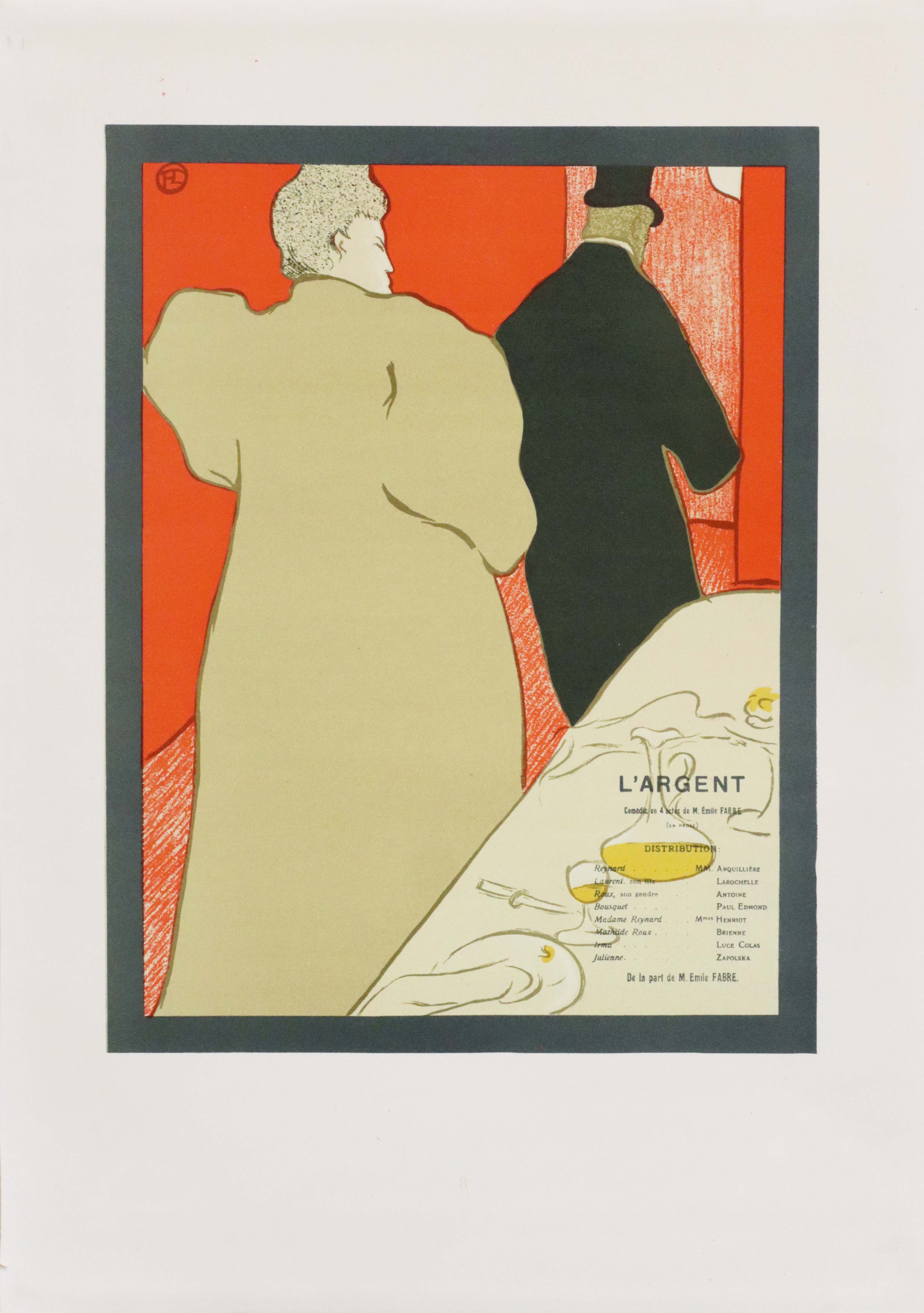 Vintage 1946 Swiss Poster - L'Argent by Toulouse Lautrec, Les Editions Holbein - Classic Art Print for Home & Office Decor