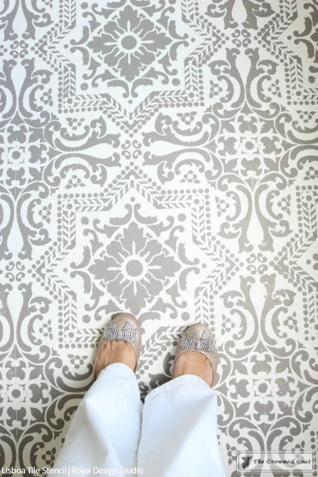 Lisboa Tile Stencil - Reusable DIY Ceramic Stencils for Home Decor, Wall Art & Craft Projects | Perfect for Bathroom, Kitchen Backsplash & Floor Tile Designs