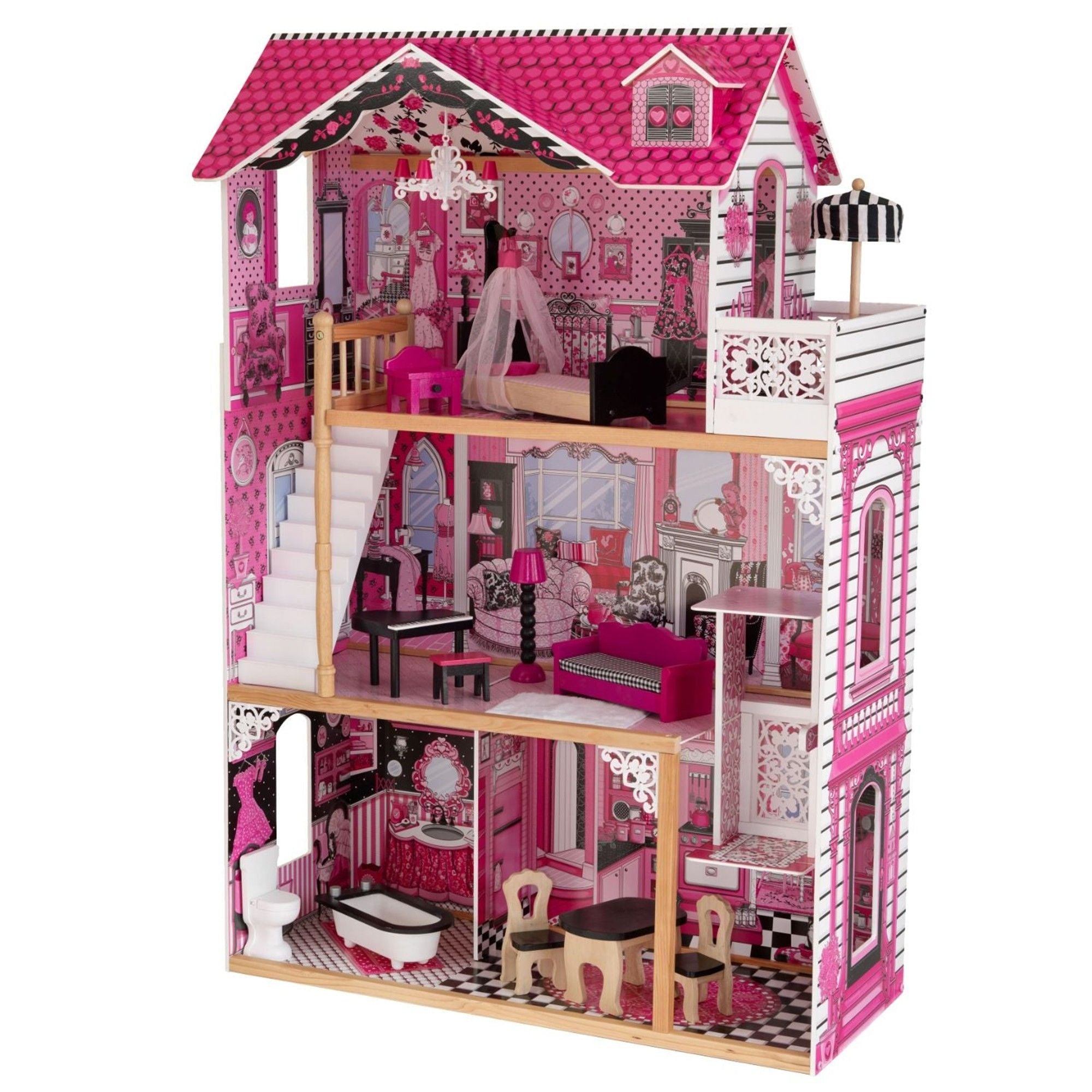 KidKraft Amelia Dollhouse - Wooden Doll House for Girls with Furniture & Accessories | Pretend Play, Imaginative Play, Gift for Kids Ages 3+