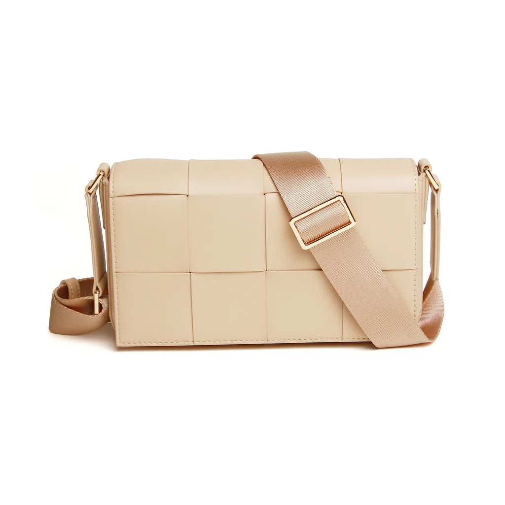 Alice Wheeler Genuine Nappa Leather Lisbon Crossbody Bag in Sand - Perfect for Work, Travel & Everyday Use
