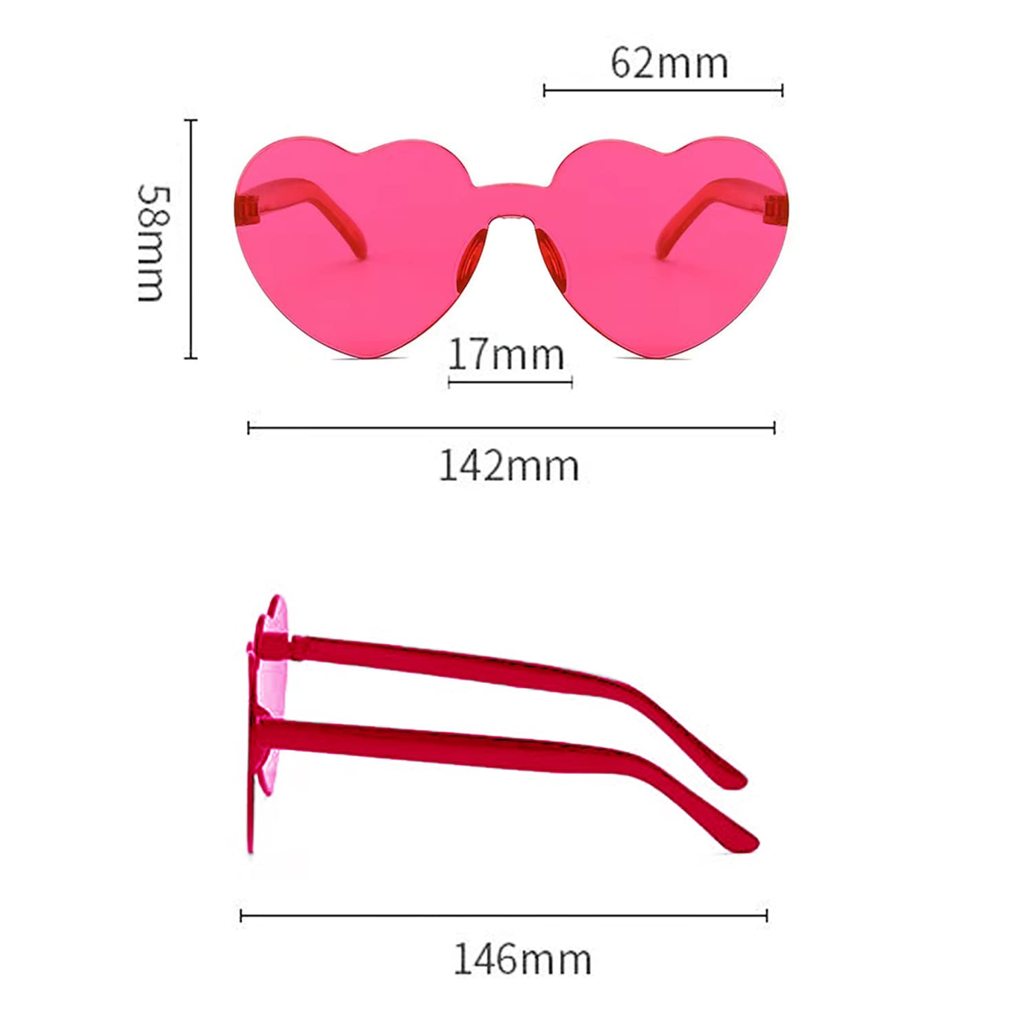 Heart-Shaped Sunglasses for Parties & Costumes - 6 Pack Fun Novelty Photo Props for Kids & Adults - Perfect for Beach, Birthday, Festival & Dress-Up Events