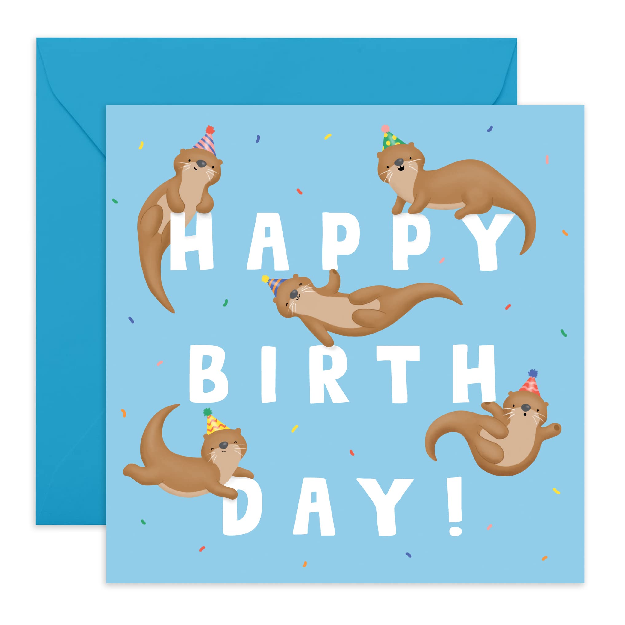 CENTRAL 23 Otter Birthday Card for Boys, Girls, Men & Women - Fun Animal Themed Greeting Card with Stickers - Perfect for Kids' Parties, Baby Showers & Special Occasions