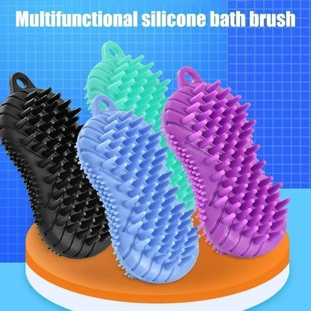 Divik Gentle Exfoliating Silicone Body Scrubber - 3-in-1 Shower Scrub Brush for Face, Body & Hair - Sensitive Skin Friendly for Women, Men & Babies - Easy Clean Bath Accessory - Perfect for Daily Exfoliation & Deep Cleansing Routine
